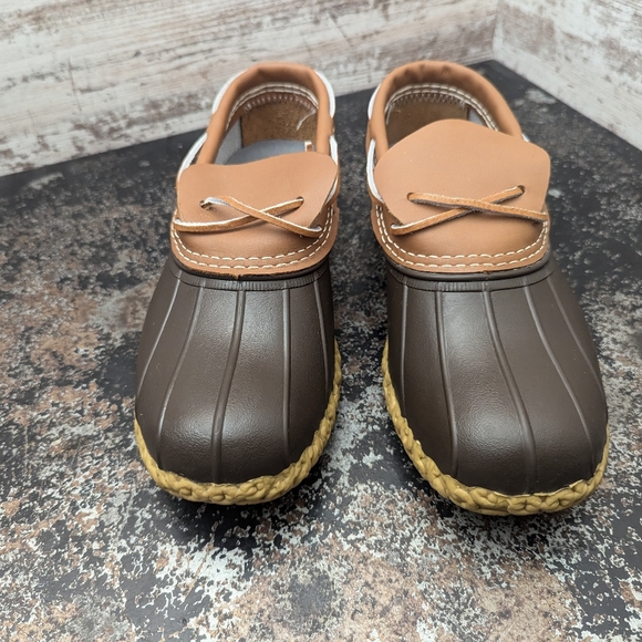Mens L.L. Bean Duck Boots Sz 8 W Wide Used Brown Leather Muck Rubber Moc 2 - Picture 3 of 11